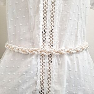 Faux white pearl beaded Gold‎ evening bridal waist wedding dress belt